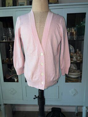 Banana Republic Cardigan Sweater Sz M Silk Cashmere Blend Pink Button-Down